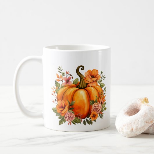 Herbst Kürbis Kaffeetasse (Mit Donut)