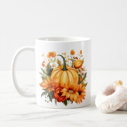 Herbst Kürbis Kaffeetasse (Mit Donut)