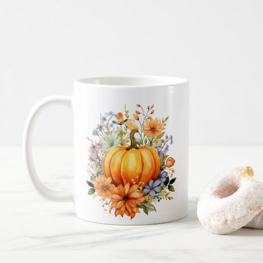 Herbst Kürbis Kaffeetasse (Mit Donut)