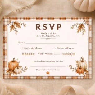 Herbst-Kürbis-Karo-Hochzeitsdusche Rustikal RSVP Karte