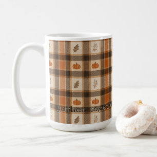 Herbst-Kürbis-Karo Kaffeetasse
