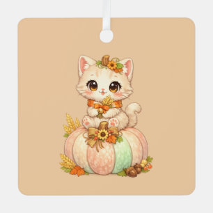 Herbst-Kürbis-Kitty – Süßer Herbst Ornament Aus Metall