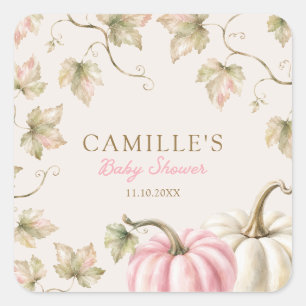 Herbst-Kürbis-Mädchen-Baby-Party Quadratischer Aufkleber