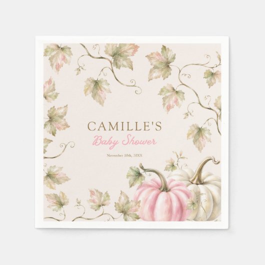 Herbst-Kürbis-Mädchen-Baby-Party Serviette (Vorderseite)