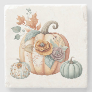 Herbst-Kürbis-Marmor  Steinuntersetzer