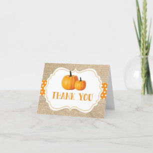 Herbst Kürbis Orange Jute Dankeskarte