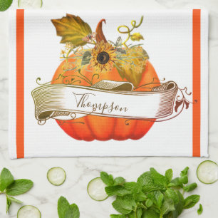 Herbst-Kürbis Personalisiert Geschirrtuch