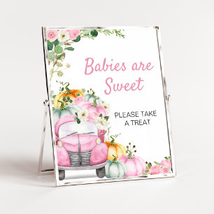 Herbst-Kürbis-Rosa-LKW-Babys-sind-süß-Schild Poster