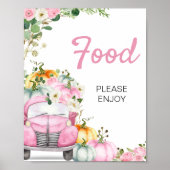 Herbst-Kürbis-Rosa-LKW-Essensschild Poster (Vorne)
