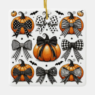 Herbst-Kürbis-Schleife Keramikornament