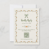 Herbst-Kürbis-Schleife QR Code RSVP Karte (Vorderseite)