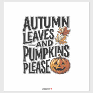 Herbst-Kürbis-Shirt mit Blättern und Halloween-Sti Aufkleber