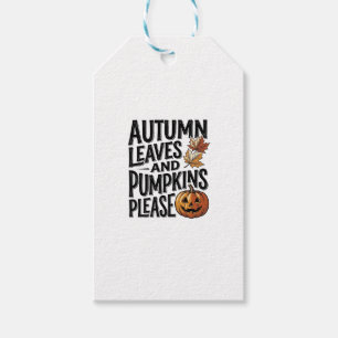Herbst-Kürbis-Shirt mit Blättern und Halloween-Sti Geschenkanhänger