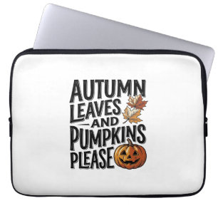 Herbst-Kürbis-Shirt mit Blättern und Halloween-Sti Laptopschutzhülle