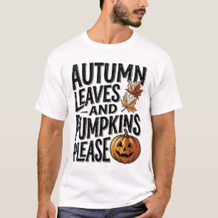 Herbst-Kürbis-Shirt mit Blättern und Halloween-Sti T-Shirt