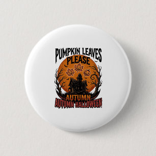 Herbst-Kürbis-Shirt mit Vintage-spooky Herbstlaub Button