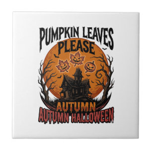 Herbst-Kürbis-Shirt mit Vintage-spooky-Herbstlaub Fliese