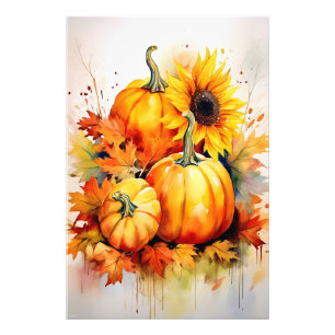 Herbst Kürbis & Sonnenblume Fotodruck