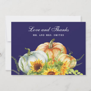 Herbst-Kürbis-Sonnenblume-Hochzeits-Dankeskarten Dankeskarte