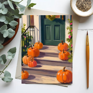Herbst-Kürbis-Treppe Herbstliches Erntedankfest Feiertagskarte