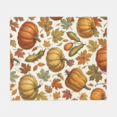 Herbst-Kürbis- und Blatt-Nahtloses Muster Fleecedecke (Vorderseite (Horizontal))