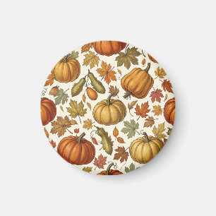 Herbst-Kürbis- und Blatt-Nahtloses Muster Magnet