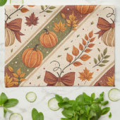 Herbst-Kürbis- und Blätter-Fall-Muster Geschirrtuch (Gefaltet)