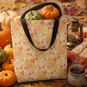 Herbst-Kürbis- und fallende Blätter nahtloses Must Tasche