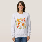 Herbst Kürbis Und Fallende Blätter Sweatshirt (Vorne ganz)
