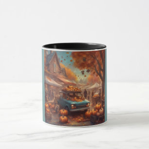 Herbst-Kürbis-Verkauf alter Auto Bauernmarkt Tasse