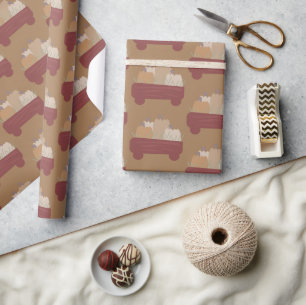 Herbst-Kürbis-Wagen Braun Boho Geschenkpapier