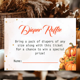 Herbst-Kürbis-Windel-Raffa-Ticket Baby Shower Begleitkarte