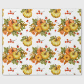 Herbst-Kürbisernte, rote Beeren und Blätter Geschenkpapier (Flach)