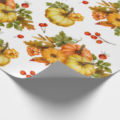 Herbst-Kürbisernte, rote Beeren und Blätter Geschenkpapier (Ecke)
