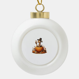 Herbst Kürbisfall Giraffe Erntedank Womens Me Keramik Kugel-Ornament