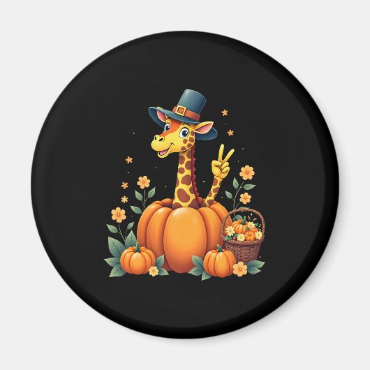 Herbst Kürbisfall Giraffe Erntedank Womens Me Magnet (Vorne)