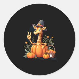 Herbst Kürbisfall Giraffe Erntedank Womens Me Runder Aufkleber