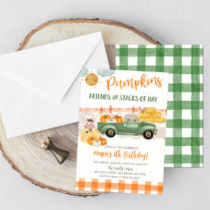 Herbst-Kürbisfeld alte vintage LKW Geburtstag Einladung