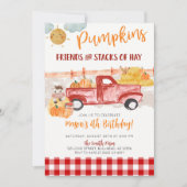Herbst-Kürbisfeld alte vintage-LKW-Geburtstag Einladung (Vorderseite)