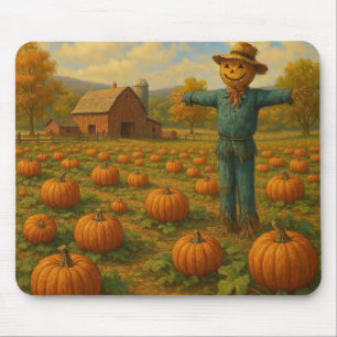 Herbst-Kürbisfeld & Vogelscheuche Mousepad