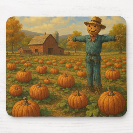 Herbst-Kürbisfeld & Vogelscheuche Mousepad (Vorne)