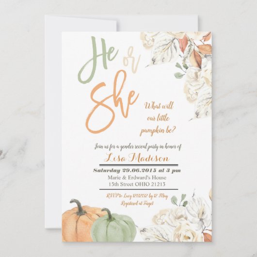 Herbst Kürbisgeschlecht offen die Einladung (Vorderseite)