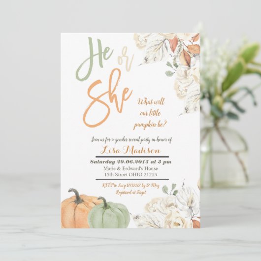 Herbst Kürbisgeschlecht offen die Einladung (Stehend Vorderseite)