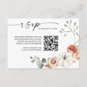 Herbst Kürbiskolonne QR-Code Hochzeit RSVP Begleitkarte (Vorderseite)