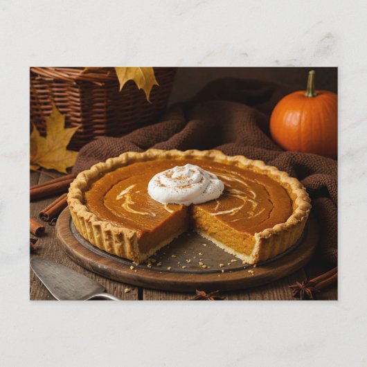 Herbst-Kürbiskuchen-Postkarte Feiertagspostkarte (Vorderseite)