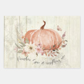 Herbst Kürbiskürbis Blätter Rustikales Holzdekoupa (Vorderseite)