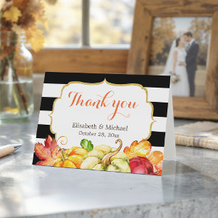 Herbst Kürbisse Ahornblätter Danke