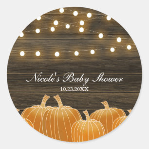 Herbst-Kürbisse & Lichterketten Rustikale Bridal S Runder Aufkleber