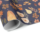 Herbst-Kürbisse-Navy-Herbst-Geschenkpapier Geschenkpapier (Rolleneckpunkt)