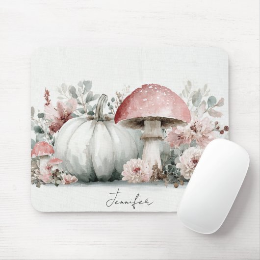 Herbst-Kürbisse und Blumen Herbstmuster Mousepad (Mit Mouse)
